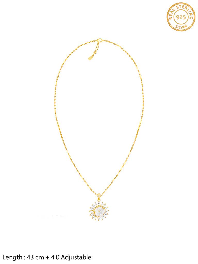 GIVA 925 Sterling Silver Golden Daisy Affair Pendant with Link Chain