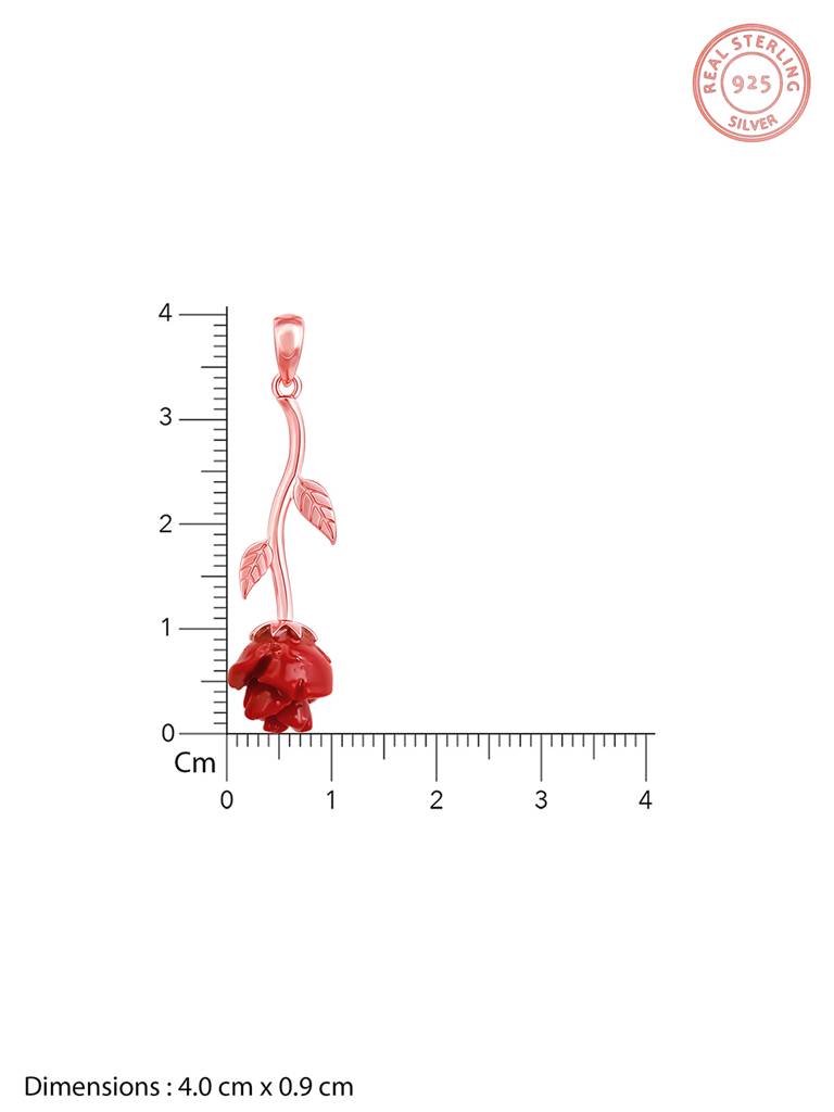 GIVA 925 Sterling Silver Rose Gold Red Rose Pendant with Link Chain