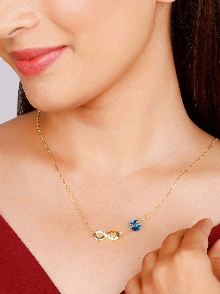 GIVA 925 Sterling Silver Golden Infinity Eternal Love Bond Necklace