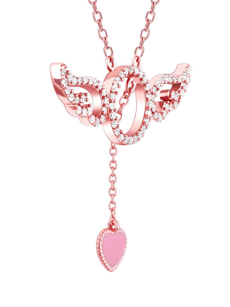 GIVA 925 Sterling Silver Rose Gold Cupid Wings Necklace