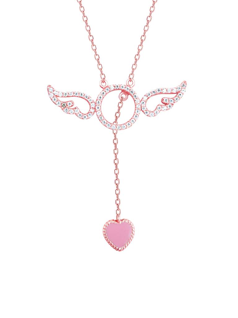 GIVA 925 Sterling Silver Rose Gold Cupid Wings Necklace