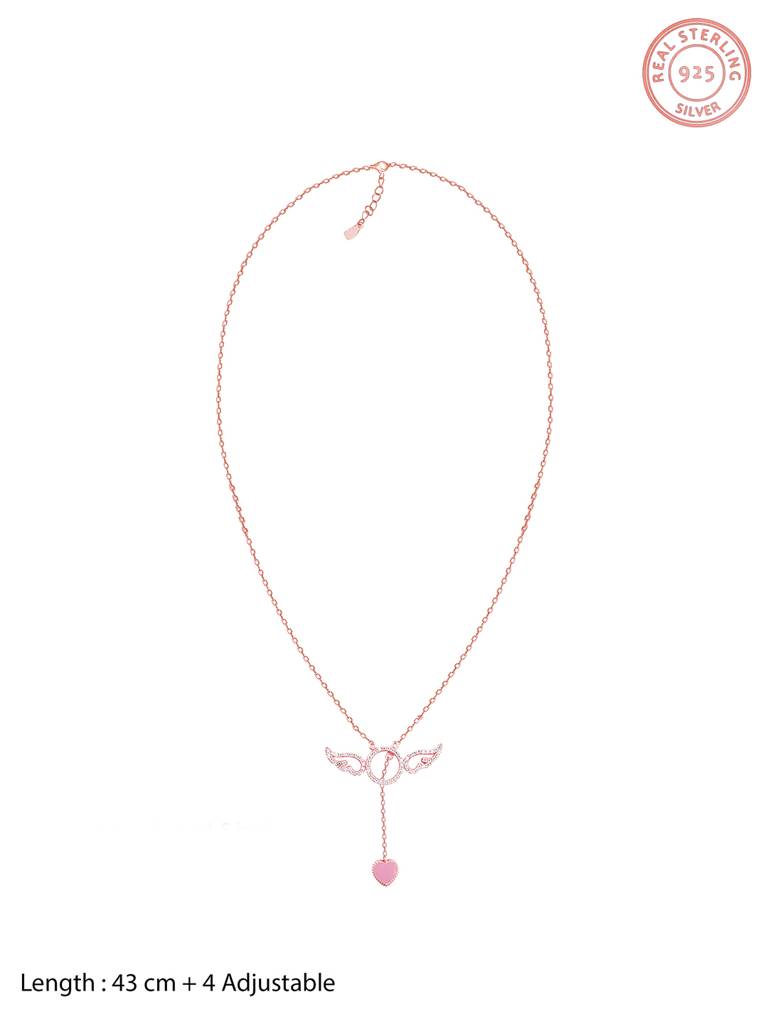 GIVA 925 Sterling Silver Rose Gold Cupid Wings Necklace
