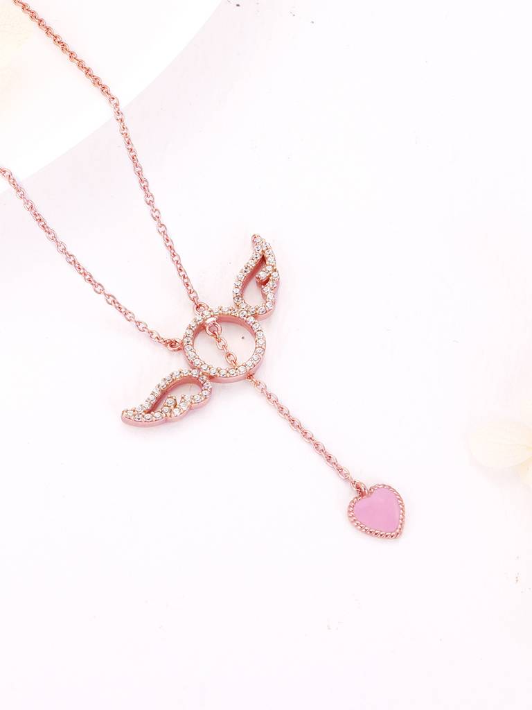 GIVA 925 Sterling Silver Rose Gold Cupid Wings Necklace