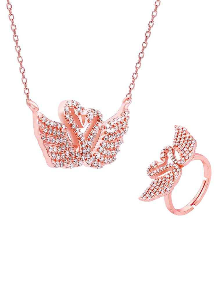 GIVA 925 Sterling Silver Rose Gold Swan Love Set