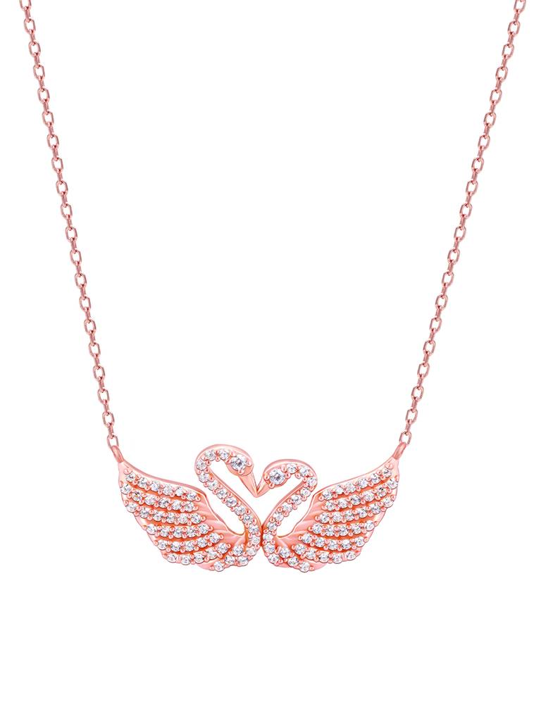 GIVA 925 Sterling Silver Rose Gold Swan Love Necklace