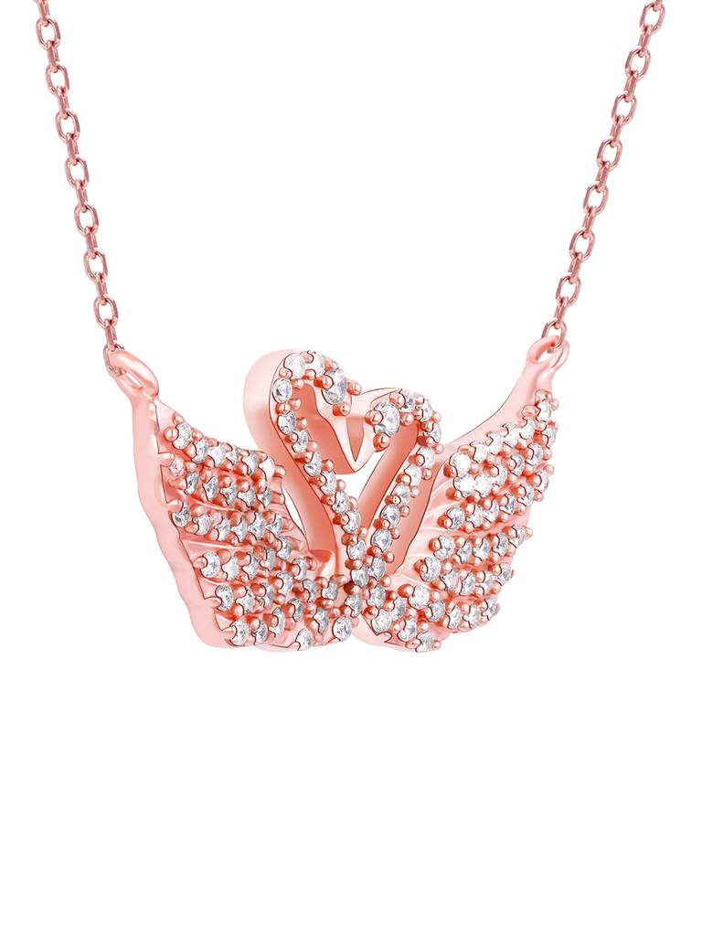 GIVA 925 Sterling Silver Rose Gold Swan Love Necklace