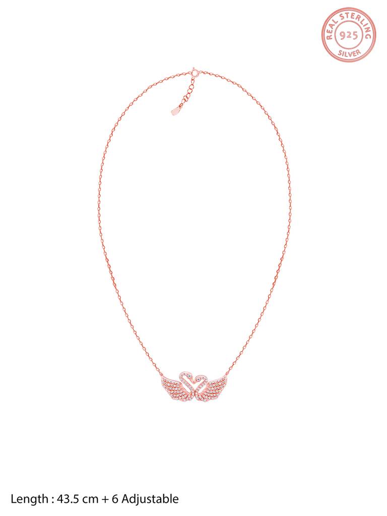 GIVA 925 Sterling Silver Rose Gold Swan Love Necklace