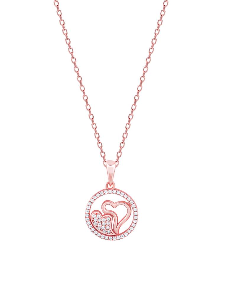 GIVA 925 Sterling Silver Rose Gold One World One Love Pendant with Link Chain