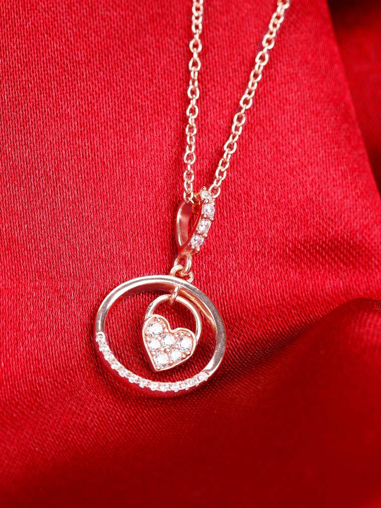 GIVA 925 Sterling Silver Rose Gold In The Circle of Your Love Pendant with Chain