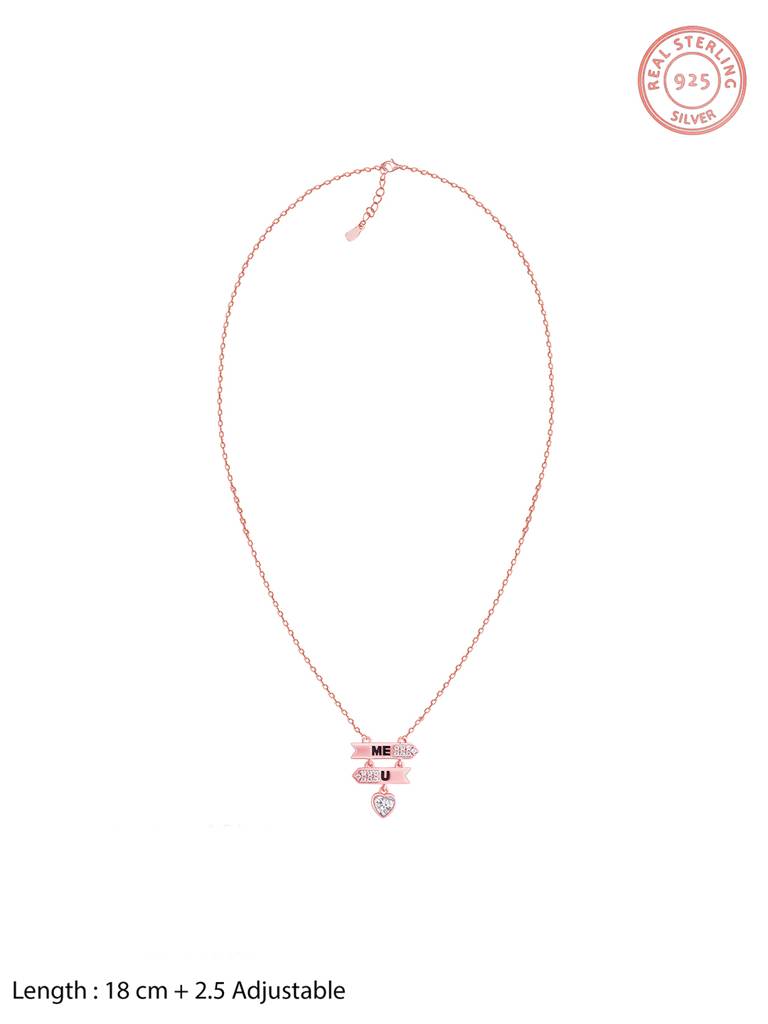 GIVA 925 Sterling Silver Rose Gold You and Me Necklace