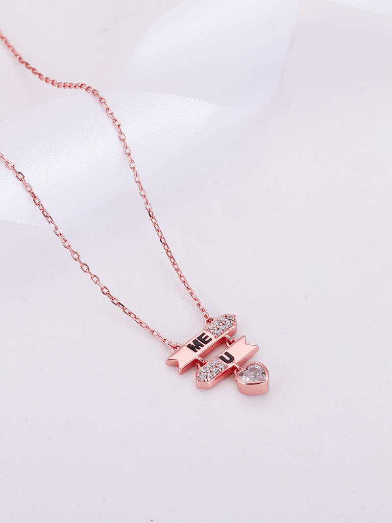 GIVA 925 Sterling Silver Rose Gold You and Me Necklace