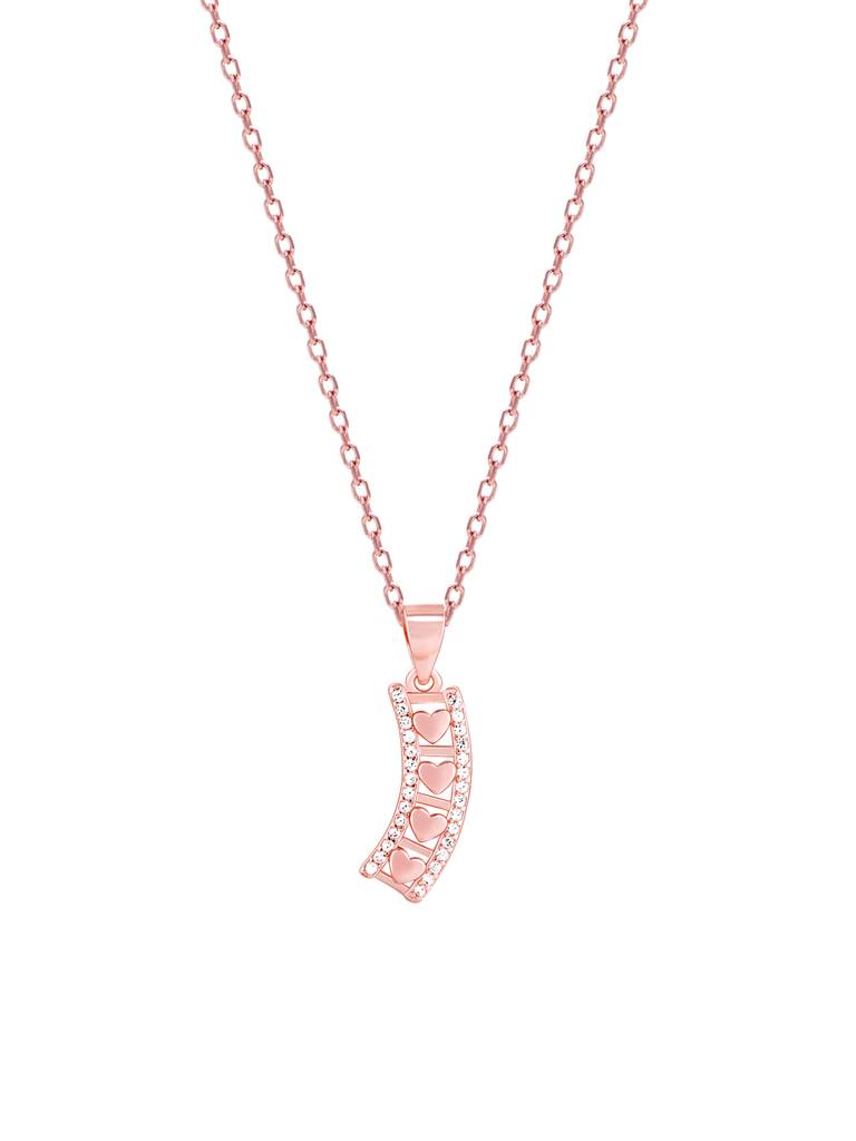 GIVA 925 Sterling Silver Rose Gold Heart Line Pendant with Link Chain