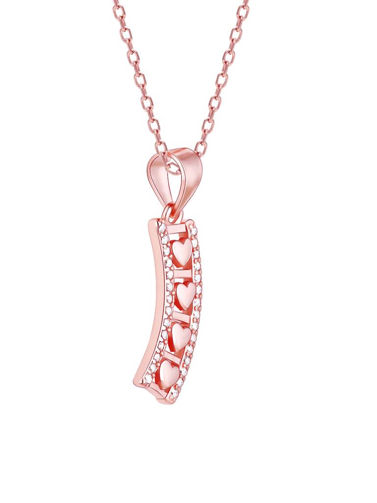GIVA 925 Sterling Silver Rose Gold Heart Line Pendant with Link Chain