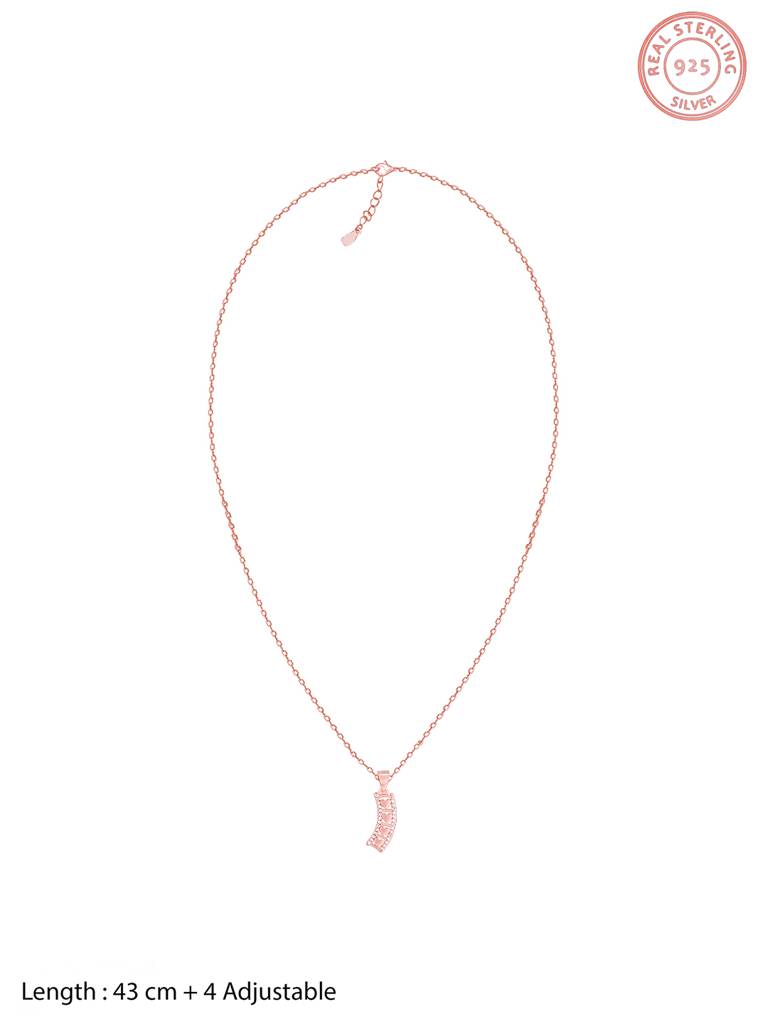 GIVA 925 Sterling Silver Rose Gold Heart Line Pendant with Link Chain