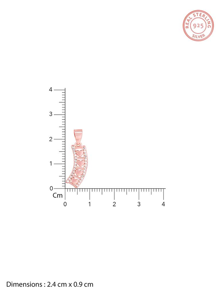 GIVA 925 Sterling Silver Rose Gold Heart Line Pendant with Link Chain