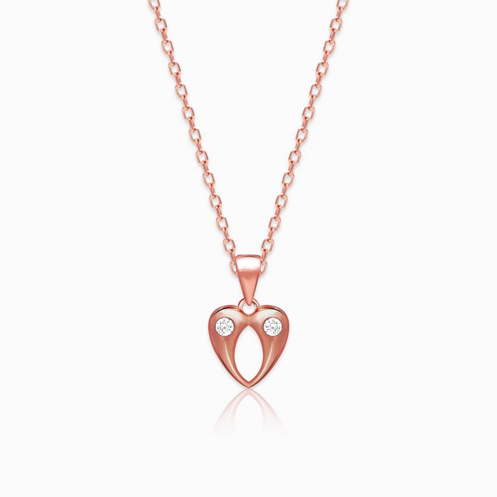 Rose Gold Charming Heart Pendant With Link Chain : PD0173
