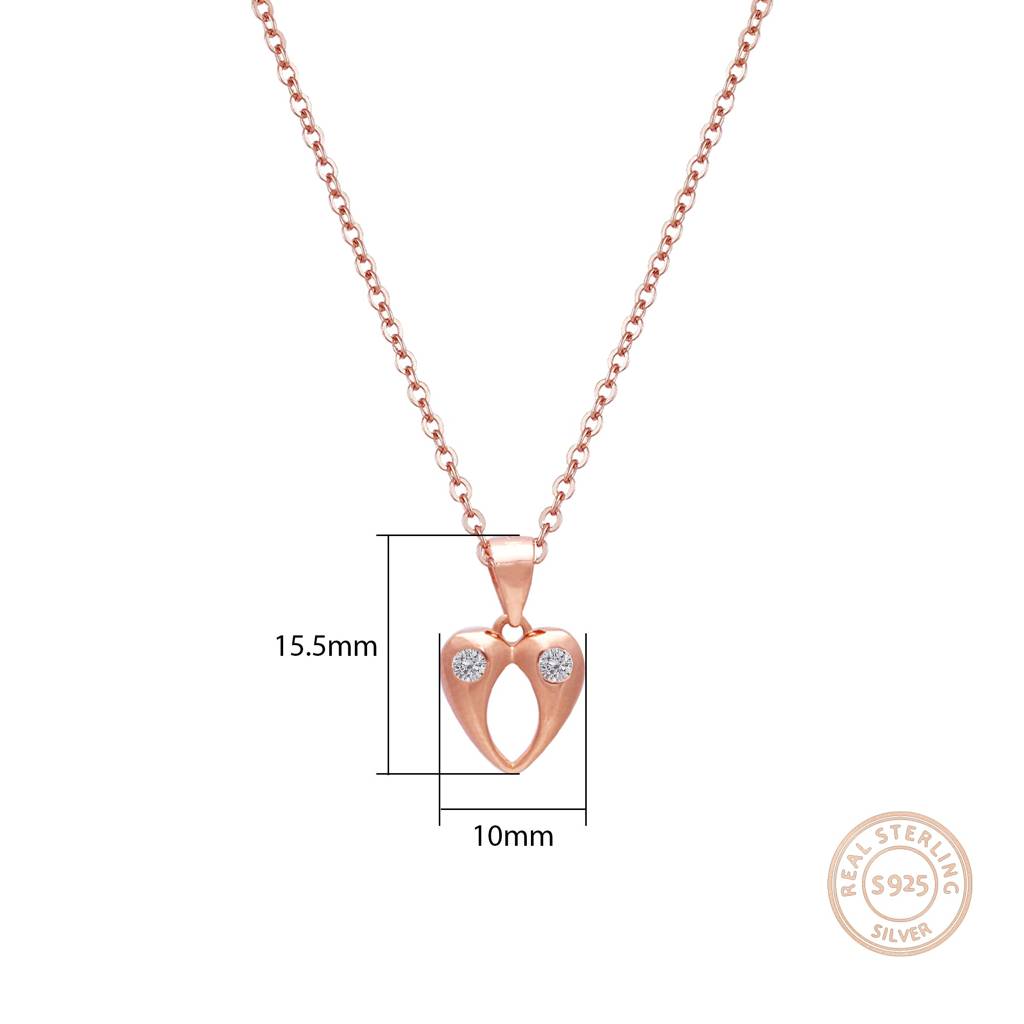 Rose Gold Charming Heart Pendant With Link Chain : PD0173