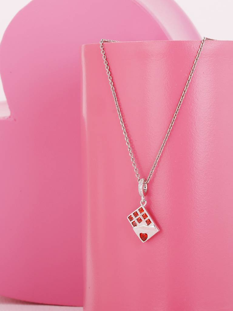 GIVA 925 Sterling Silver Chocolaty Love Pendant with Link Chain