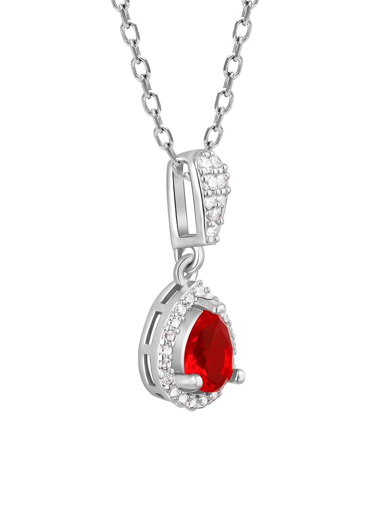 Giva 925 Sterling Silver Radiant Ruby Pendant With Link Chain