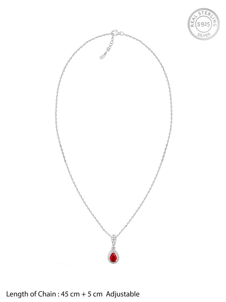 Giva 925 Sterling Silver Radiant Ruby Pendant With Link Chain