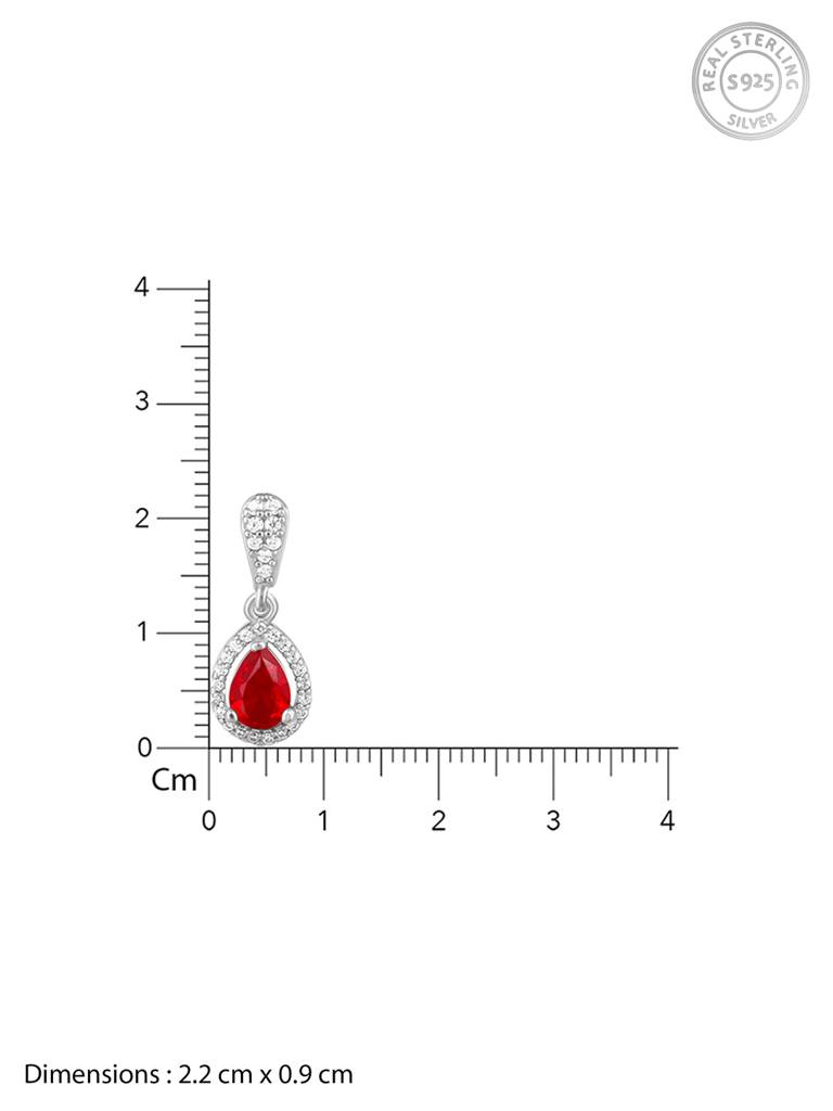 Giva 925 Sterling Silver Radiant Ruby Pendant With Link Chain