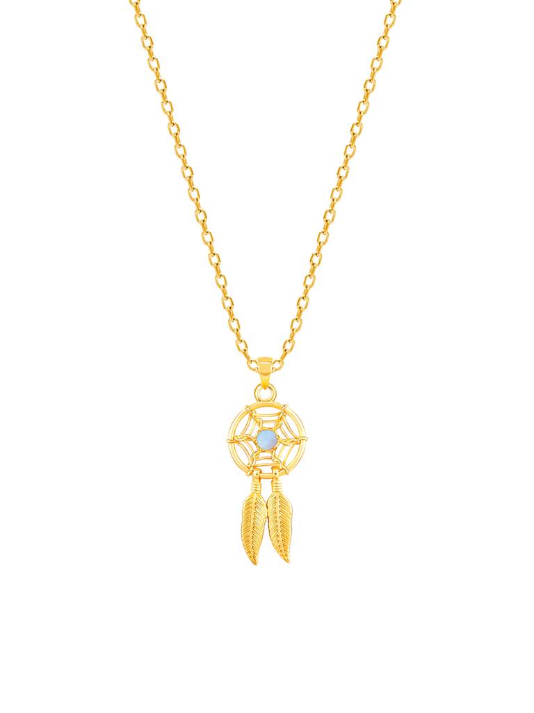 GIVA 925 Sterling Silver Golden Dream Catcher Pendant with Link Chain