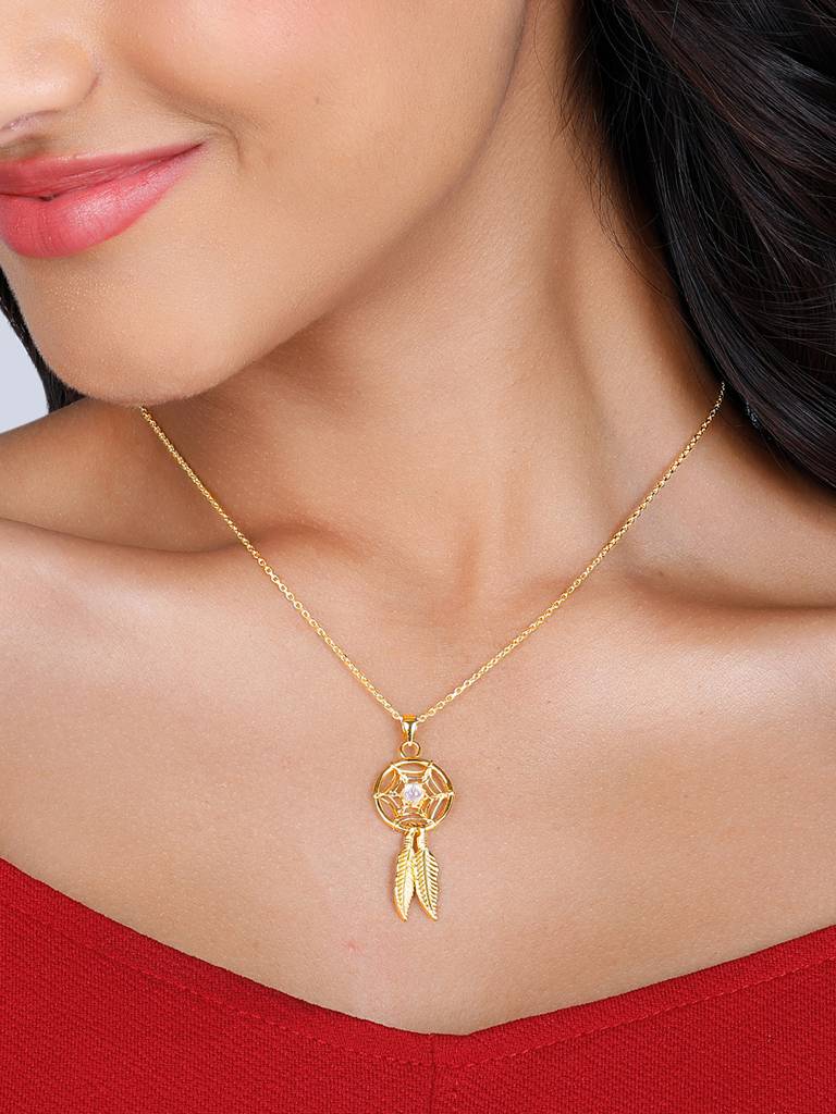 GIVA 925 Sterling Silver Golden Dream Catcher Pendant with Link Chain