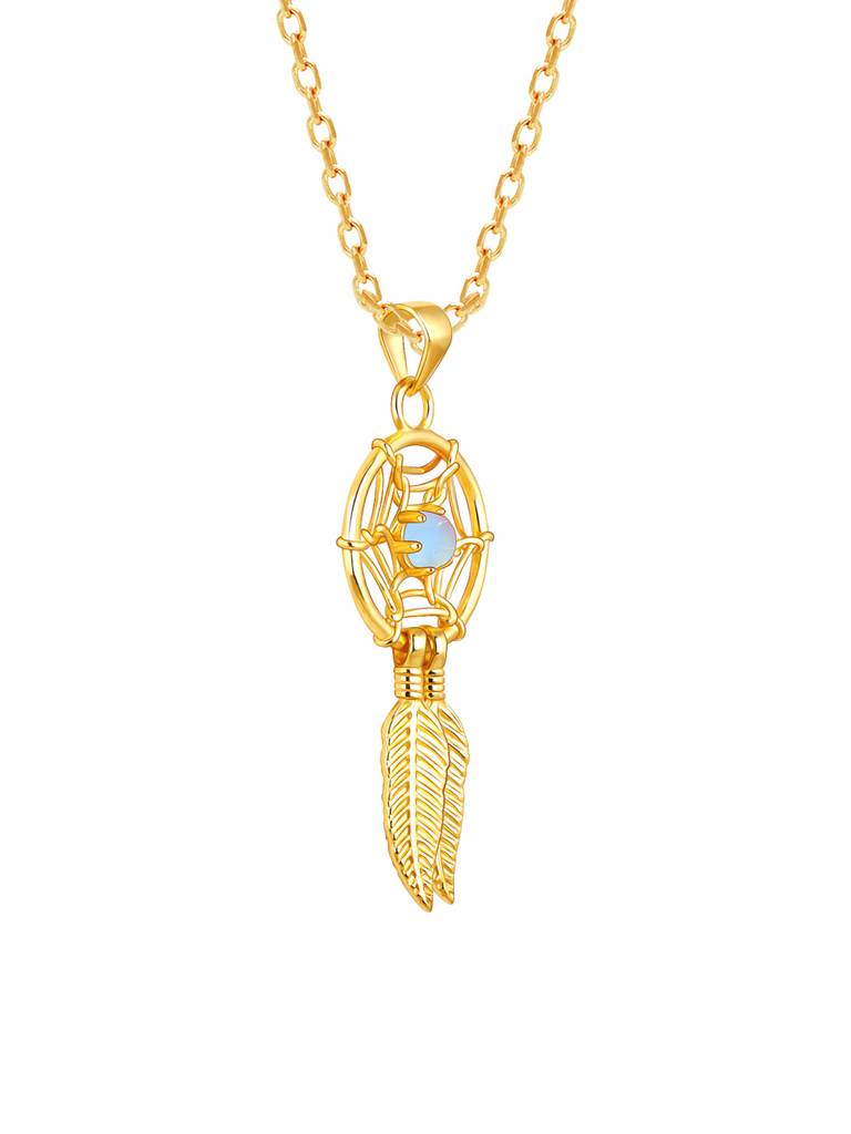 GIVA 925 Sterling Silver Golden Dream Catcher Pendant with Link Chain