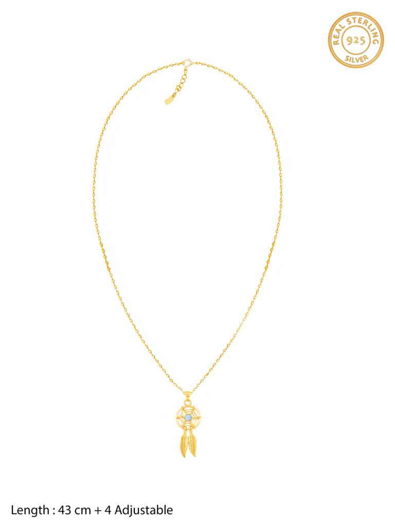 GIVA 925 Sterling Silver Golden Dream Catcher Pendant with Link Chain