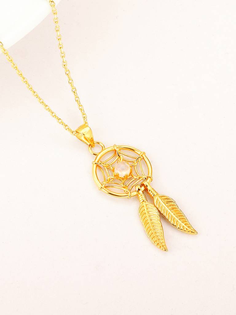 GIVA 925 Sterling Silver Golden Dream Catcher Pendant with Link Chain