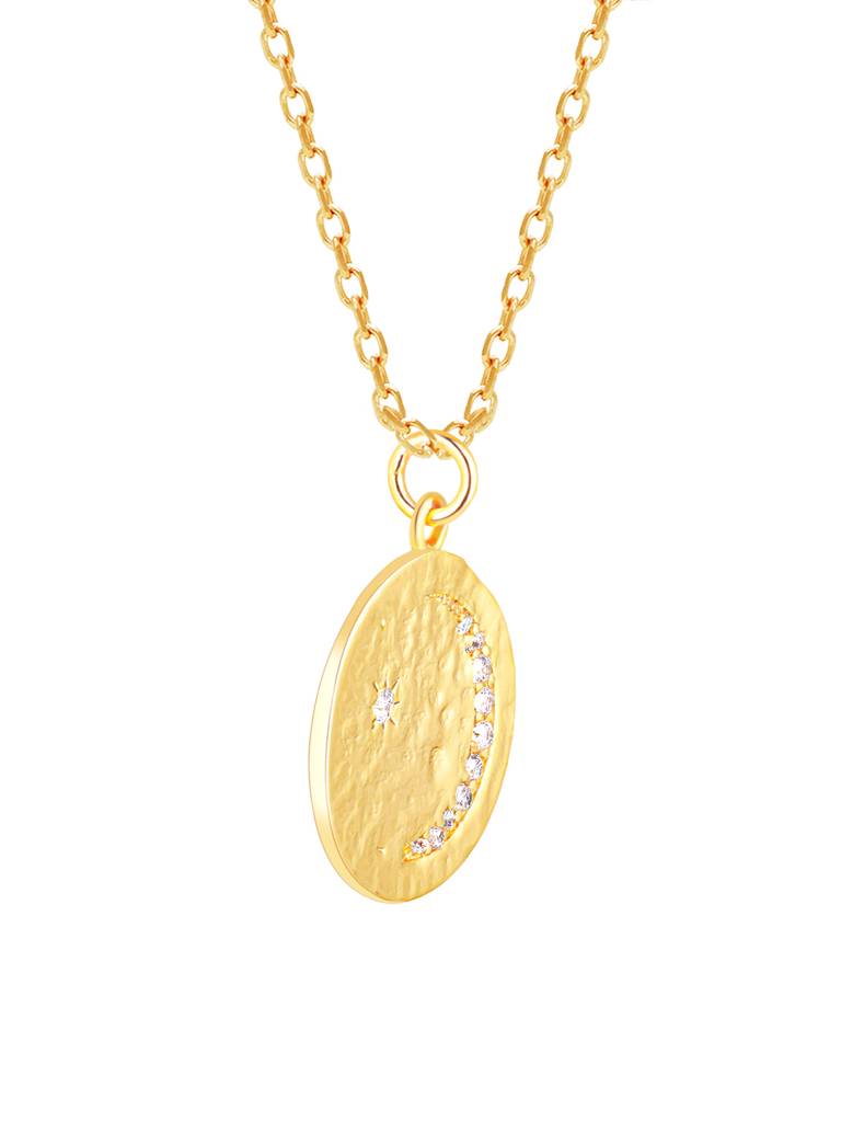 GIVA 925 Sterling Silver Golden Moon Star Pendant with Link Chain