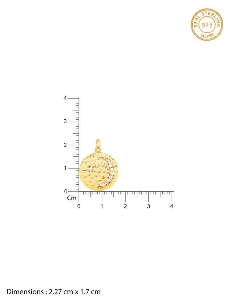 GIVA 925 Sterling Silver Golden Moon Star Pendant with Link Chain