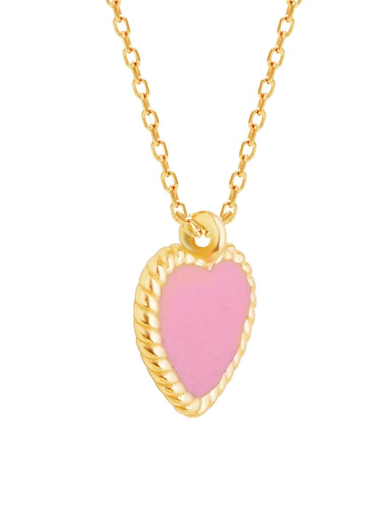 GIVA 925 Sterling Silver Golden Pink Valentine Heart Pendant with Link Chain