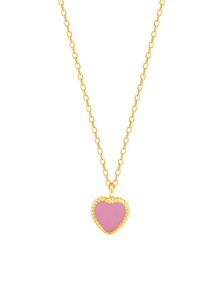 GIVA 925 Sterling Silver Golden Pink Valentine Heart Pendant with Link Chain