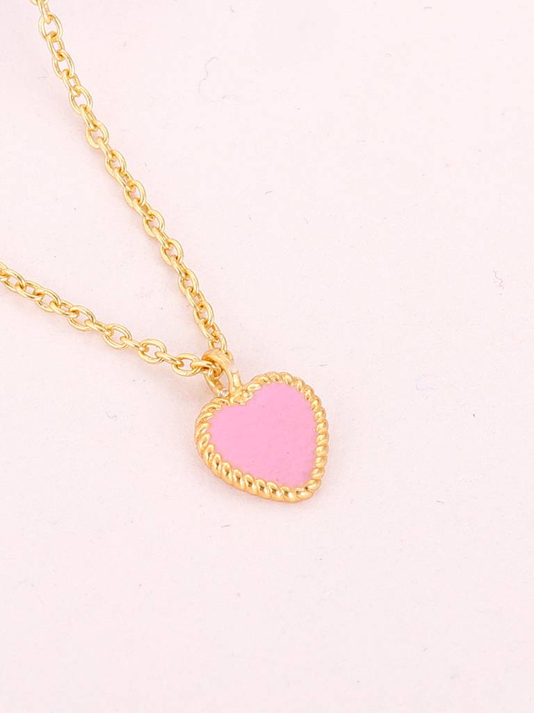 GIVA 925 Sterling Silver Golden Pink Valentine Heart Pendant with Link Chain