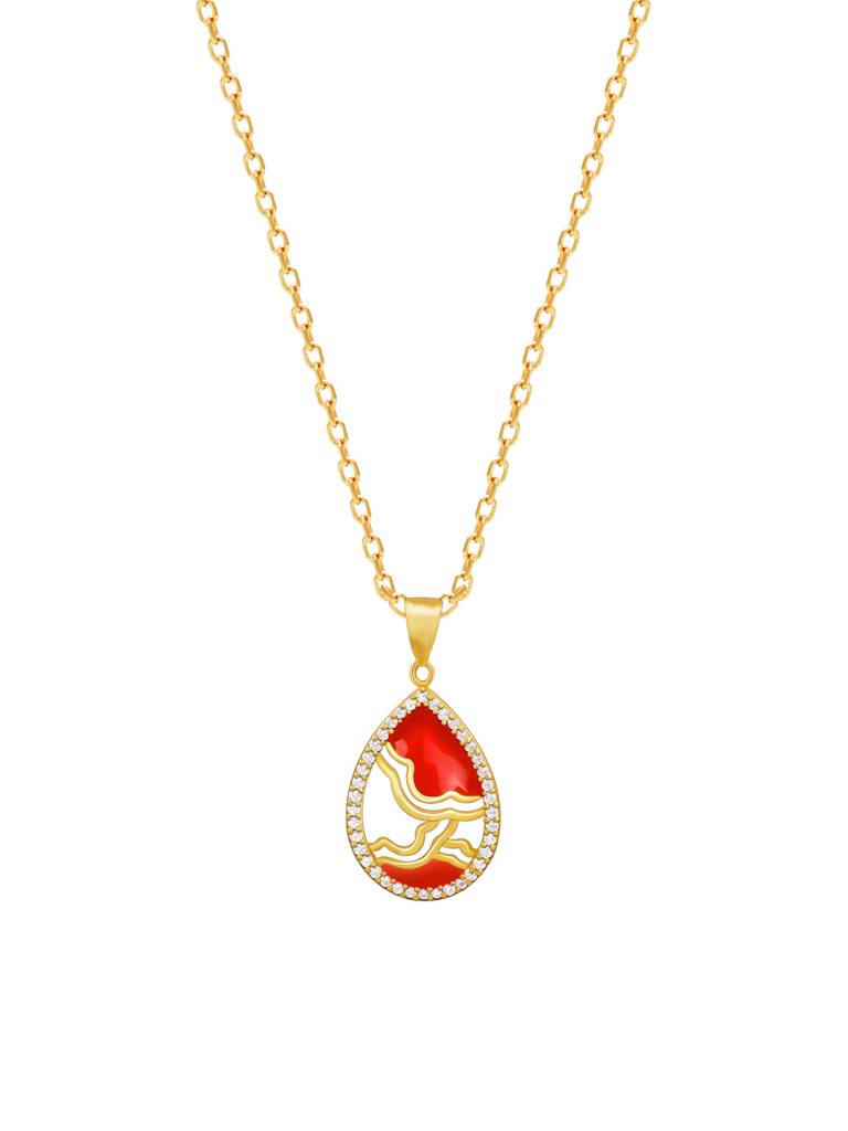 GIVA 925 Sterling Silver Golden Royal Heritage Pendant with Link Chain