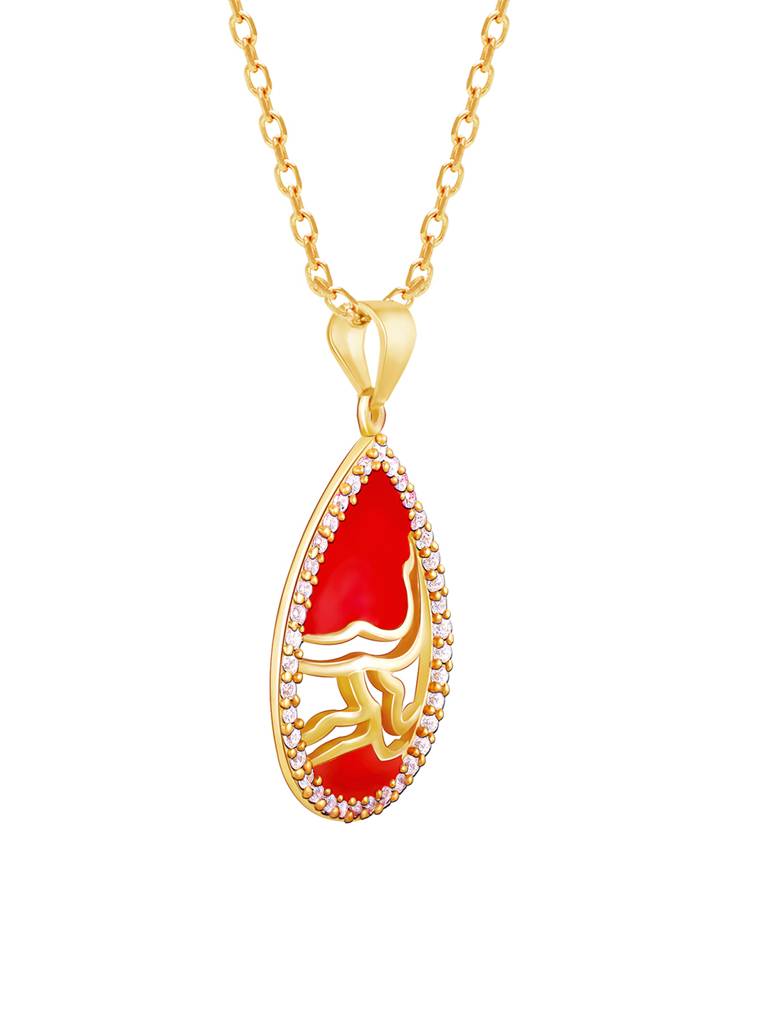 GIVA 925 Sterling Silver Golden Royal Heritage Pendant with Link Chain