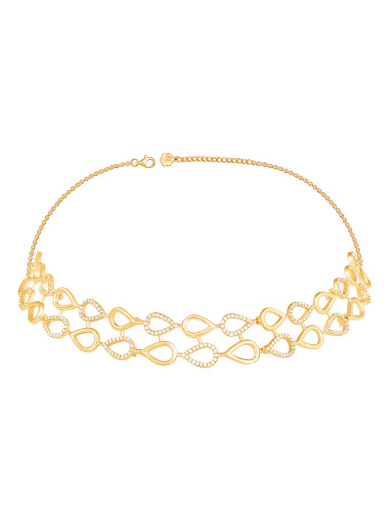 Giva 925 Sterling Silver Golden Paisley Layered Choker Necklace