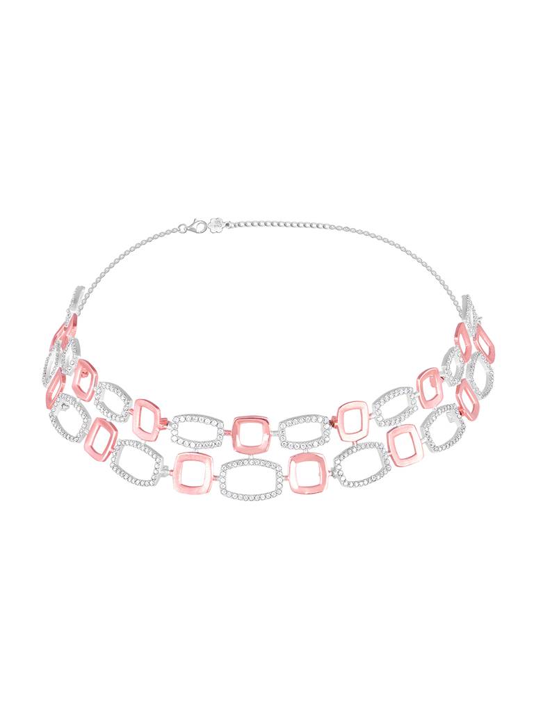 Giva 925 Sterling Silver Rose Gold And Silver Choker Necklace