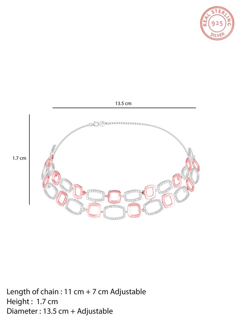 Giva 925 Sterling Silver Rose Gold And Silver Choker Necklace