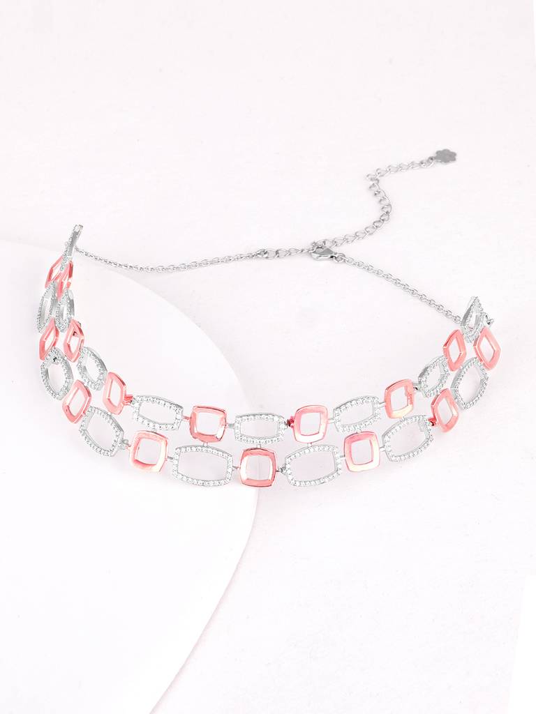 Giva 925 Sterling Silver Rose Gold And Silver Choker Necklace