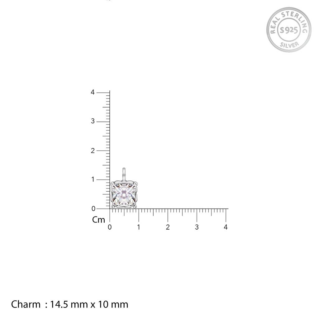 925 Silver Zircon Square Pendant With Link Chain : PD0178