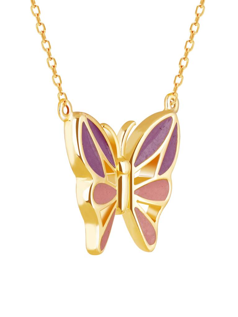 Giva 925 Sterling Silver Golden Flutter With Joy Butterfly Necklace