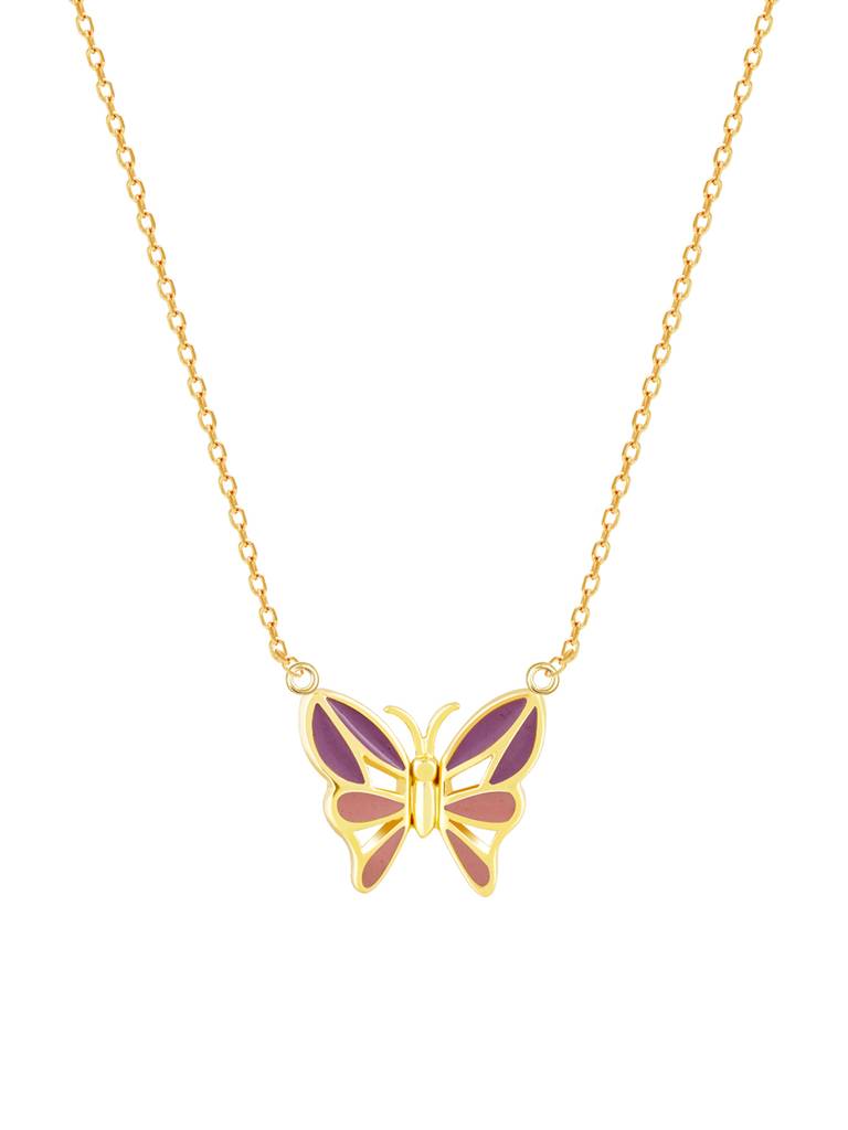 Giva 925 Sterling Silver Golden Flutter With Joy Butterfly Necklace