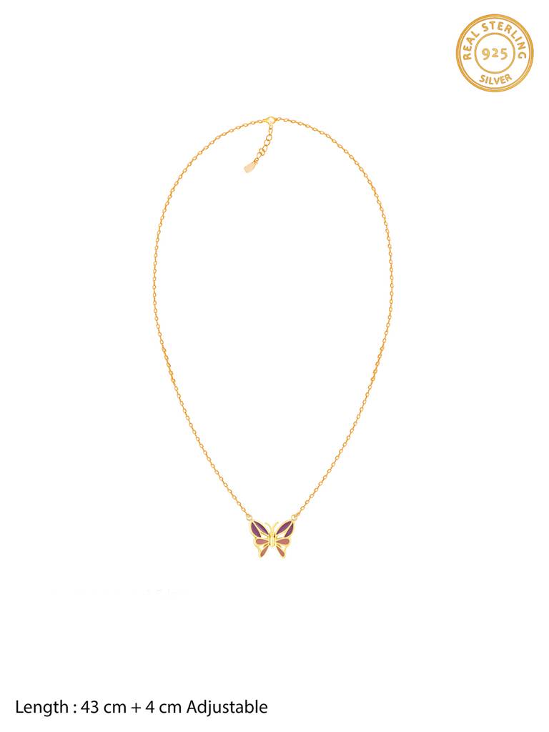 Giva 925 Sterling Silver Golden Flutter With Joy Butterfly Necklace