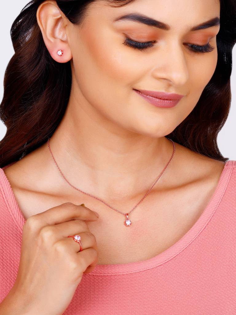 Giva 925 Sterling Silver Rose Gold You'Re One Of A Kind Set Of Three