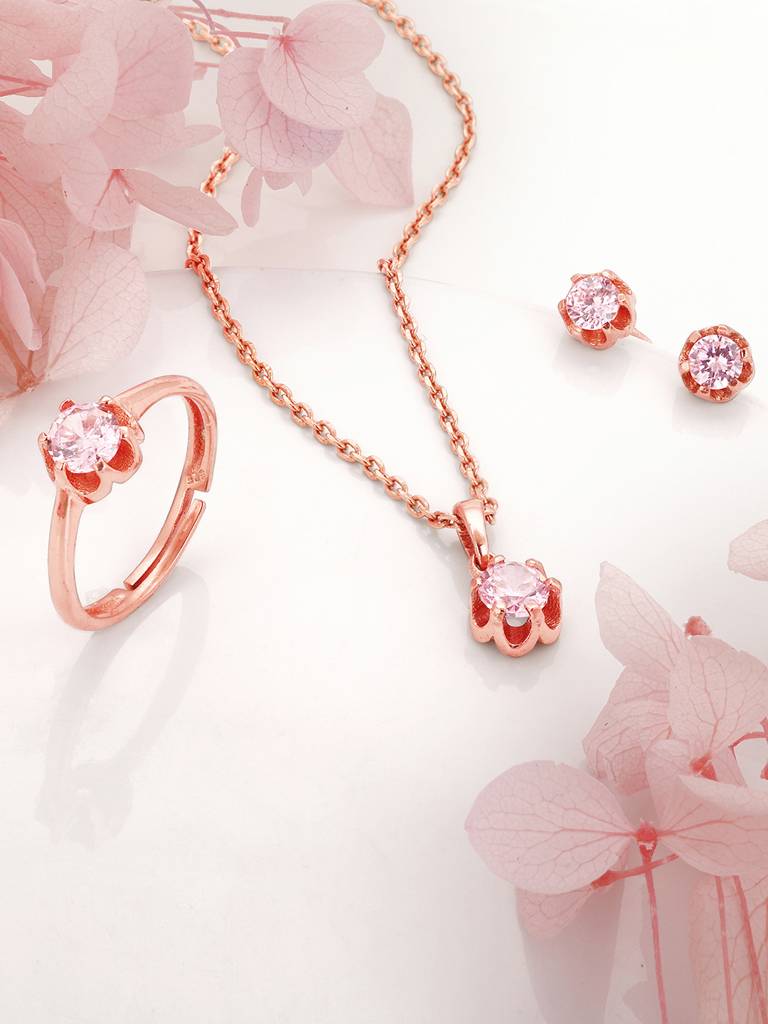 Giva 925 Sterling Silver Rose Gold You'Re One Of A Kind Set Of Three