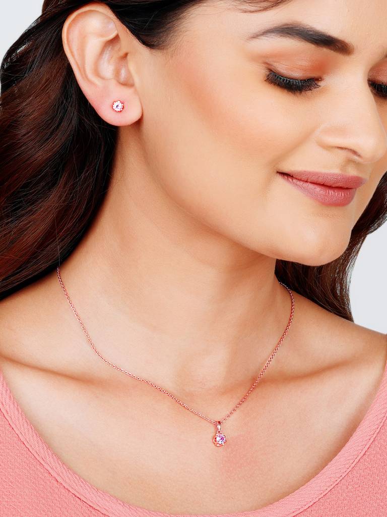 Giva 925 Sterling Silver Rose Gold You'Re One Of A Kind Set With Link Chain