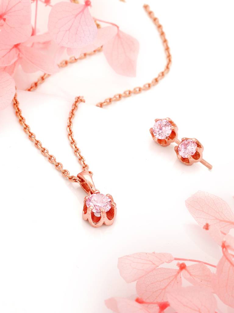 Giva 925 Sterling Silver Rose Gold You'Re One Of A Kind Set With Link Chain