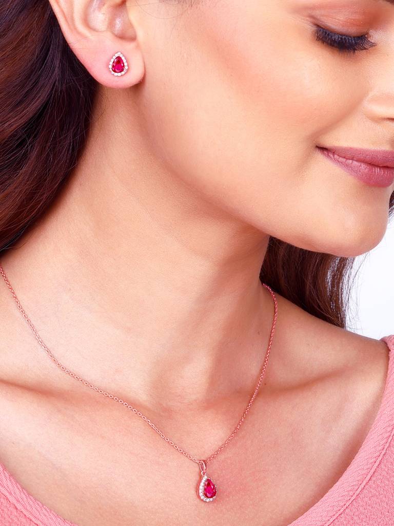 Giva 925 Sterling Silver Rose Gold Be Bold And Beautiful Set With Link Chain